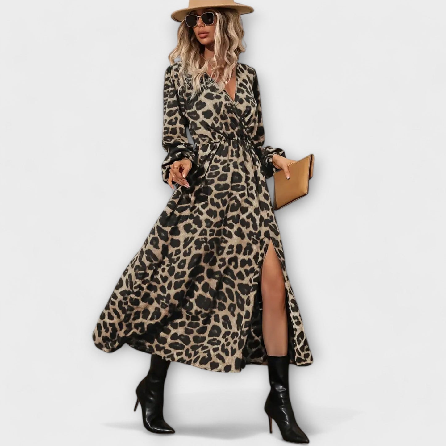 Natalie - Vestido elegante con estampado de leopardo