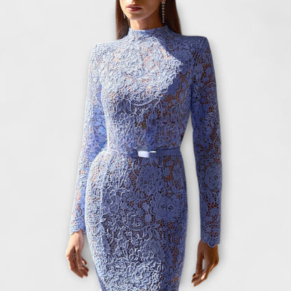 Freya - Vestido Midi Elegante de Encaje Floral