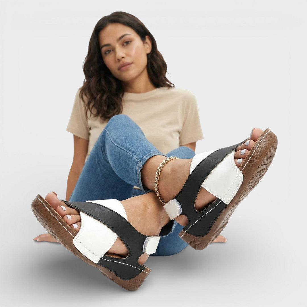 Sandalias Cuña Mujer Tira Cruzada