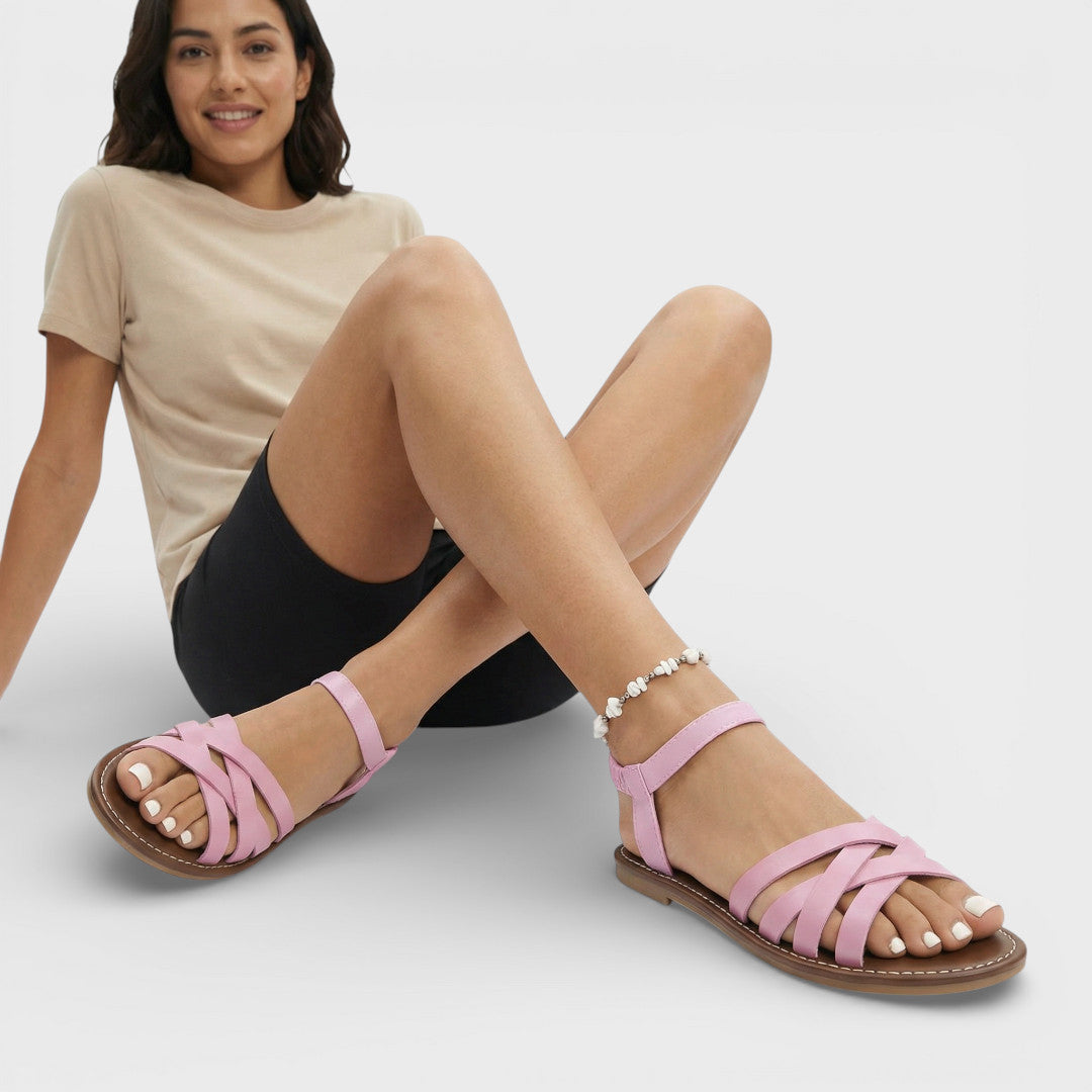 Sandalias Planas Mujer Tiras Romanas