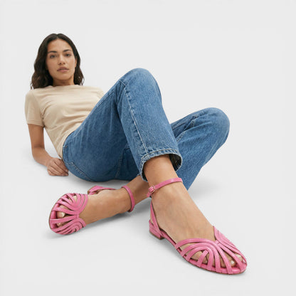 Sandalias Planas Mujer Punta Abierta