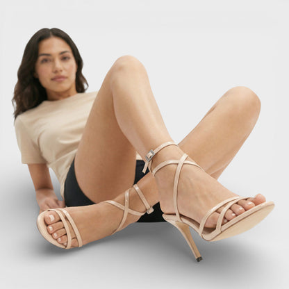 Sandalias Tacón Mujer Tiras Tobillo