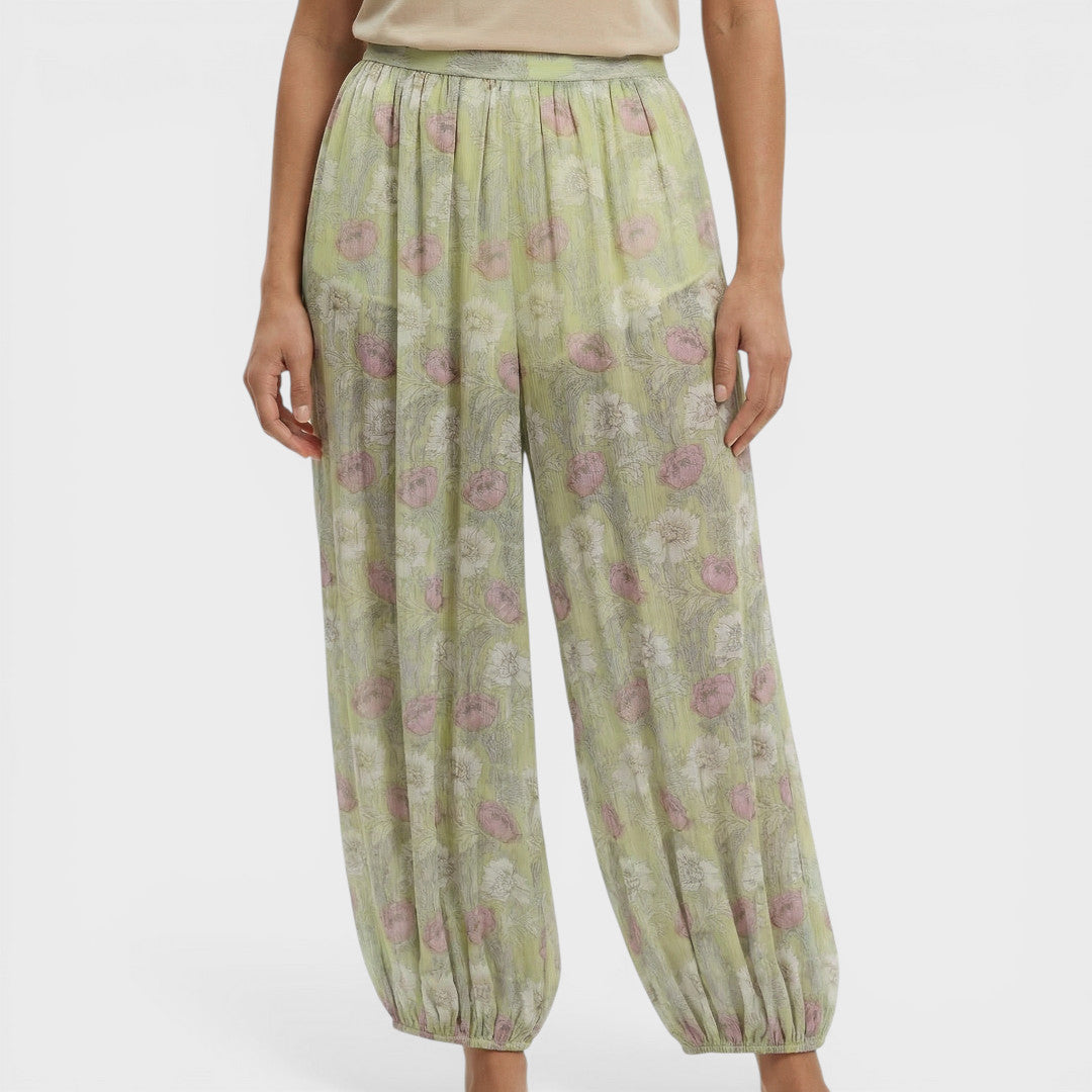 Pantalones Florales Mujer Pierna Ancha