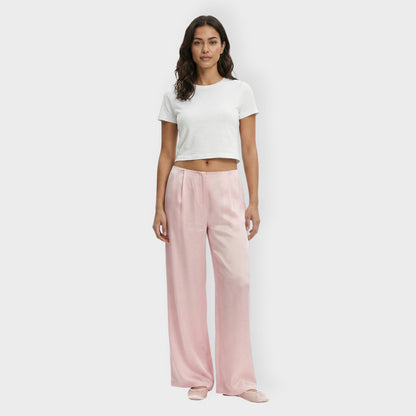 Pantalón Satinado Ancho Mujer Elástico