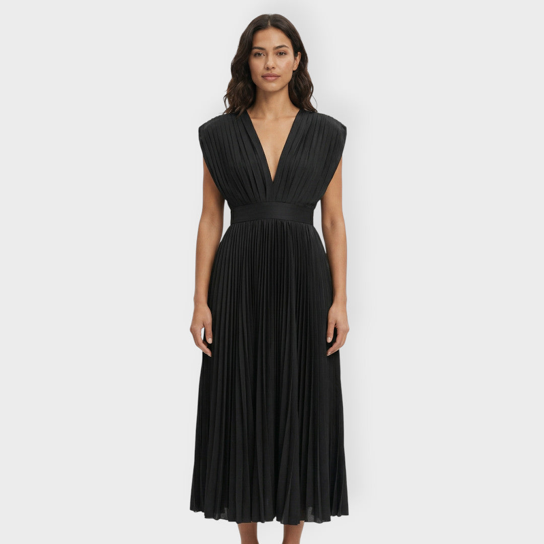 Vestido Largo Plisado Mujer Elegante