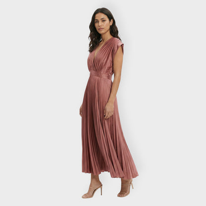 Vestido Largo Plisado Mujer Elegante