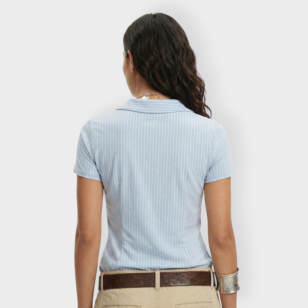 Camisa Rayas Mujer Manga Corta