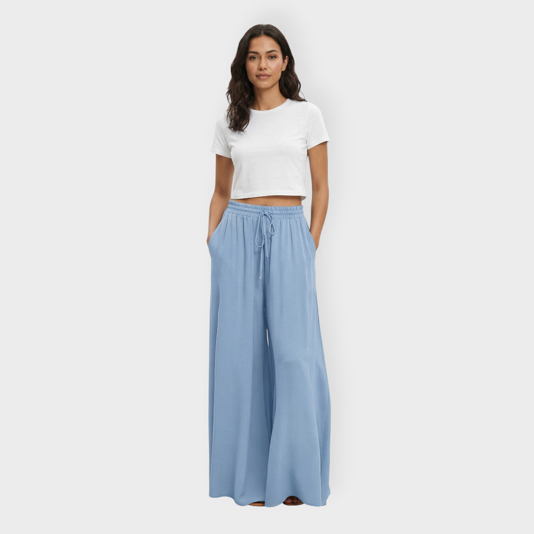 Pantalones Anchos Mujer Cintura Elástica