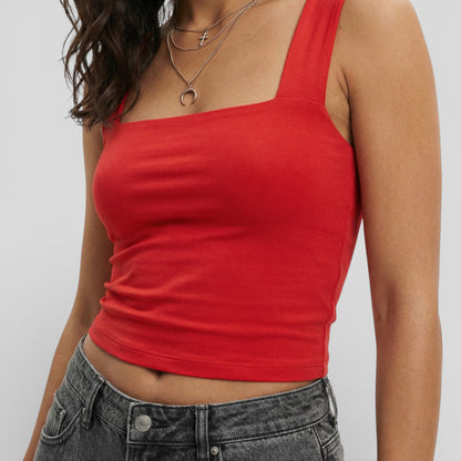 Top Corto Cuello Cuadrado Mujer