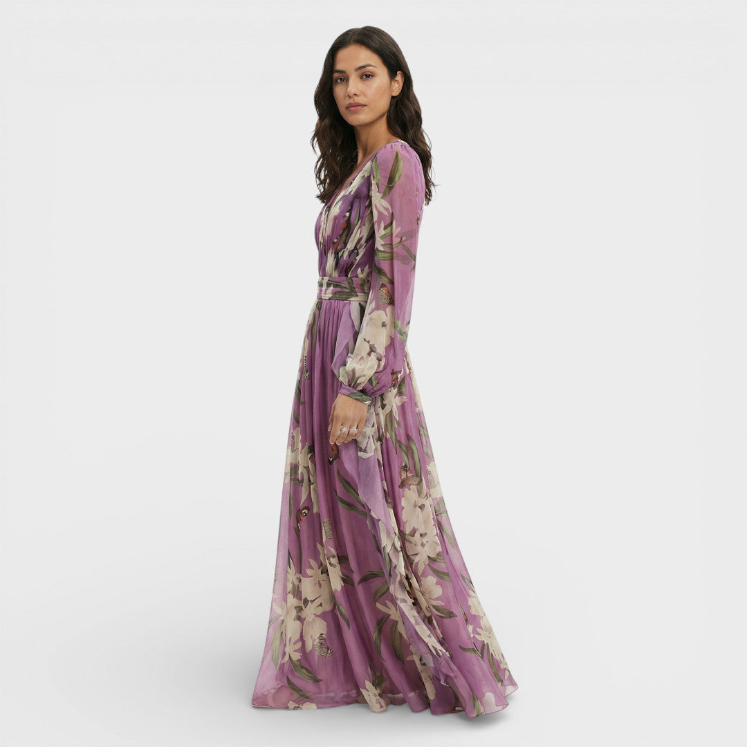 Vestido Largo Mujer Estampado Flores