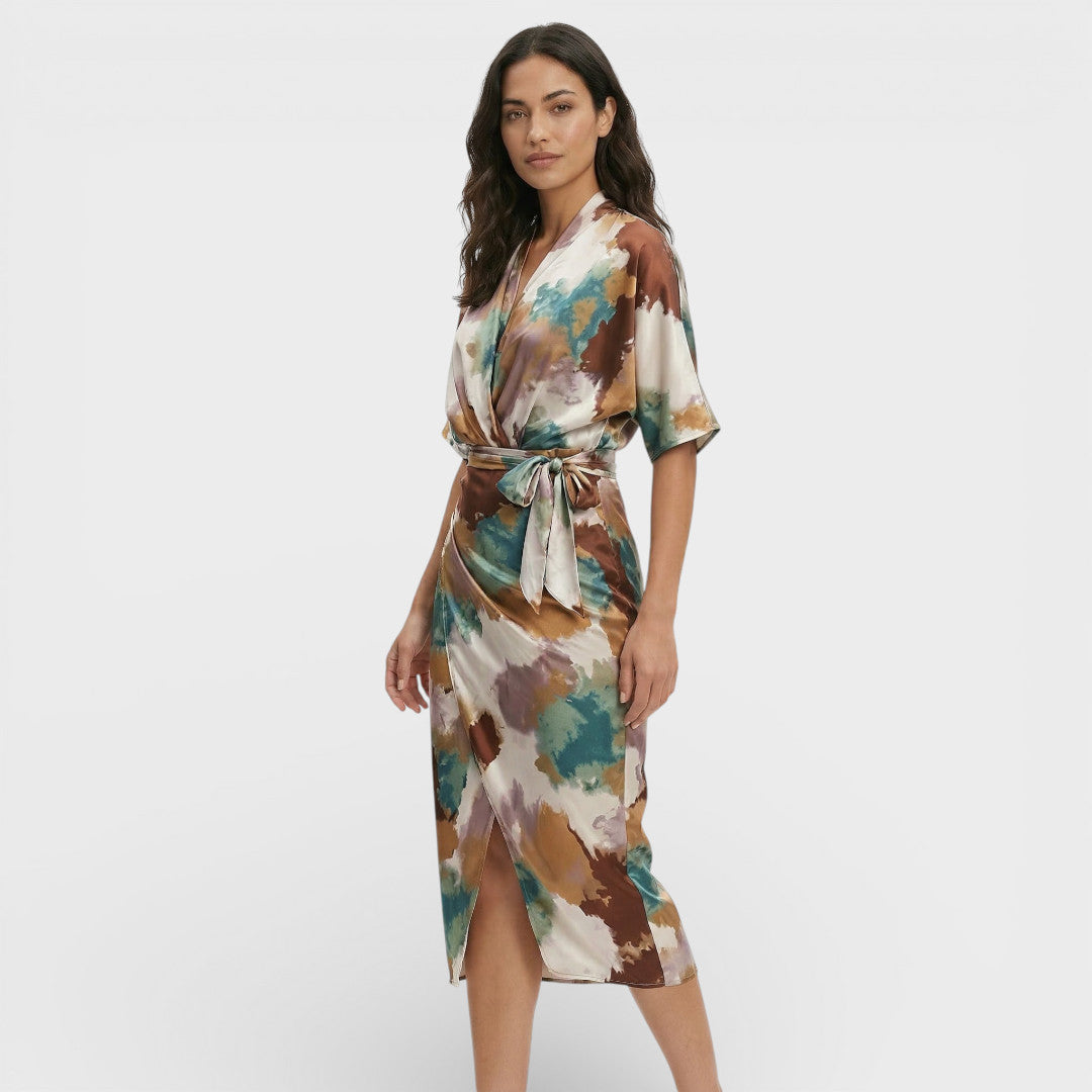 Vestido Largo Escote Pico Mujer