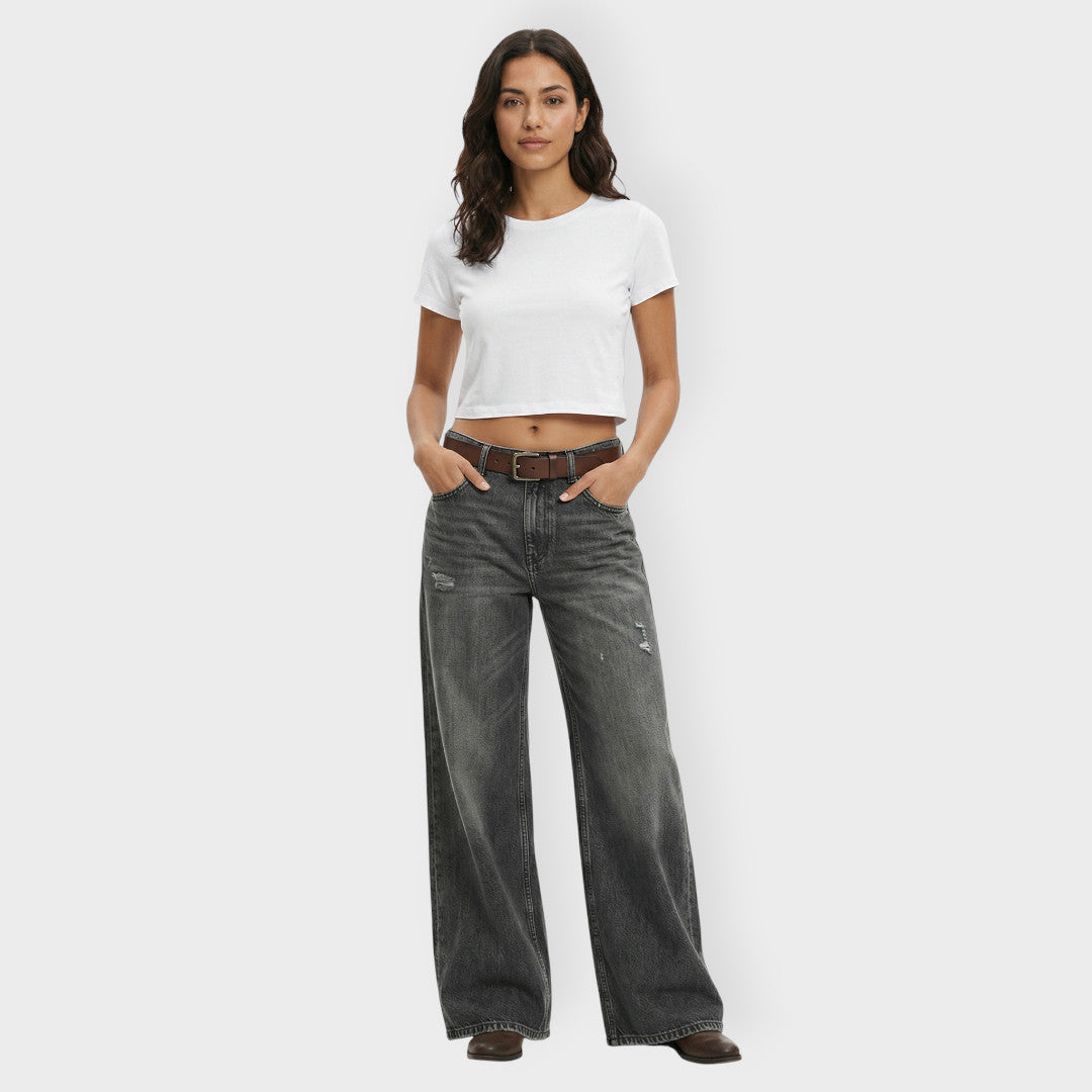 Vaqueros Wide Leg Mujer Rotos