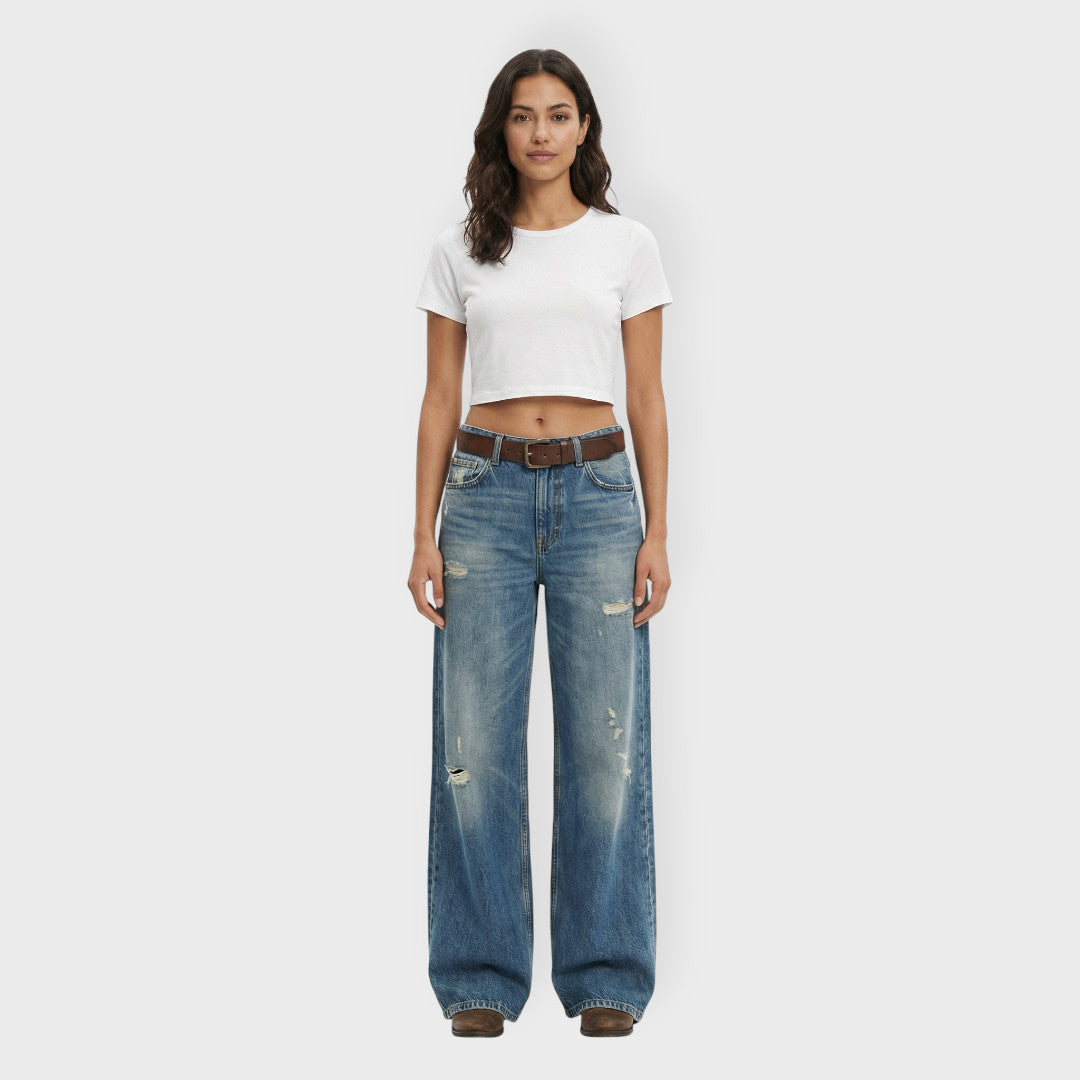 Vaqueros Wide Leg Mujer Rotos