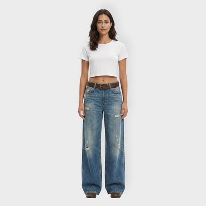 Vaqueros Wide Leg Mujer Rotos