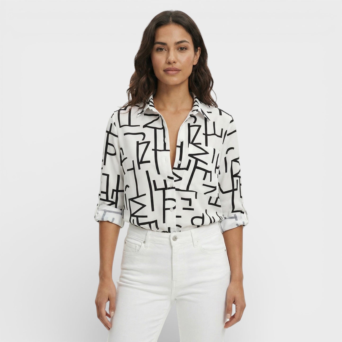 Blusa Clásica Con Cuello Mujer