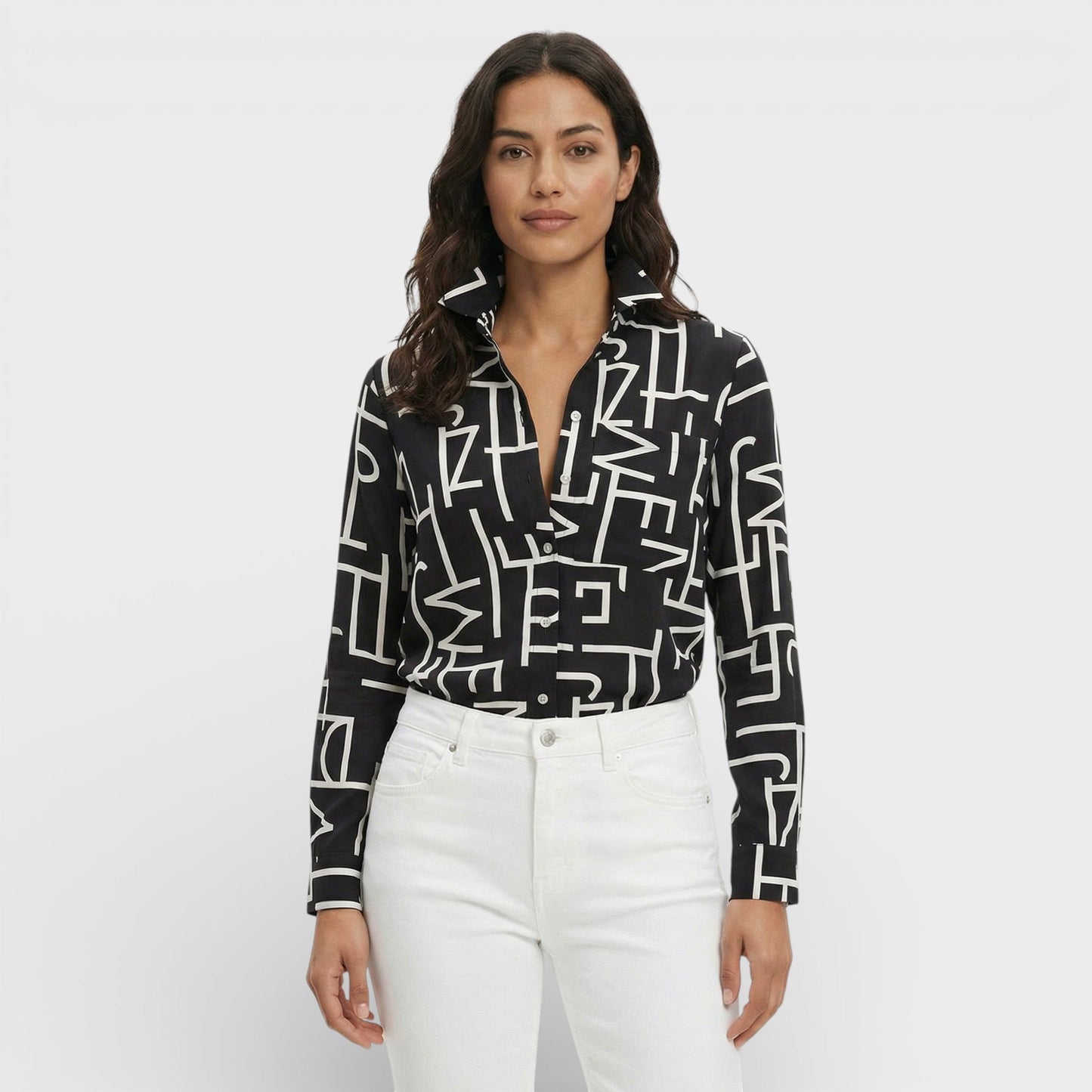 Blusa Clásica Con Cuello Mujer