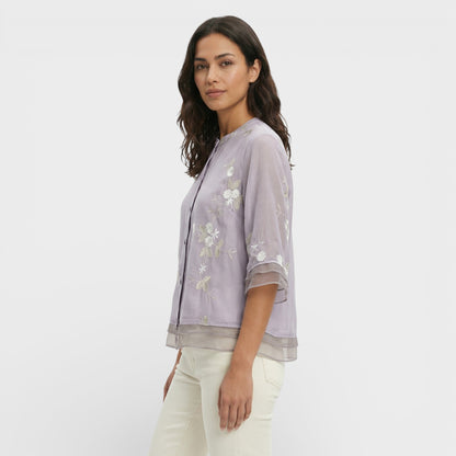 Blusa Bordada Flores Mujer Elegante