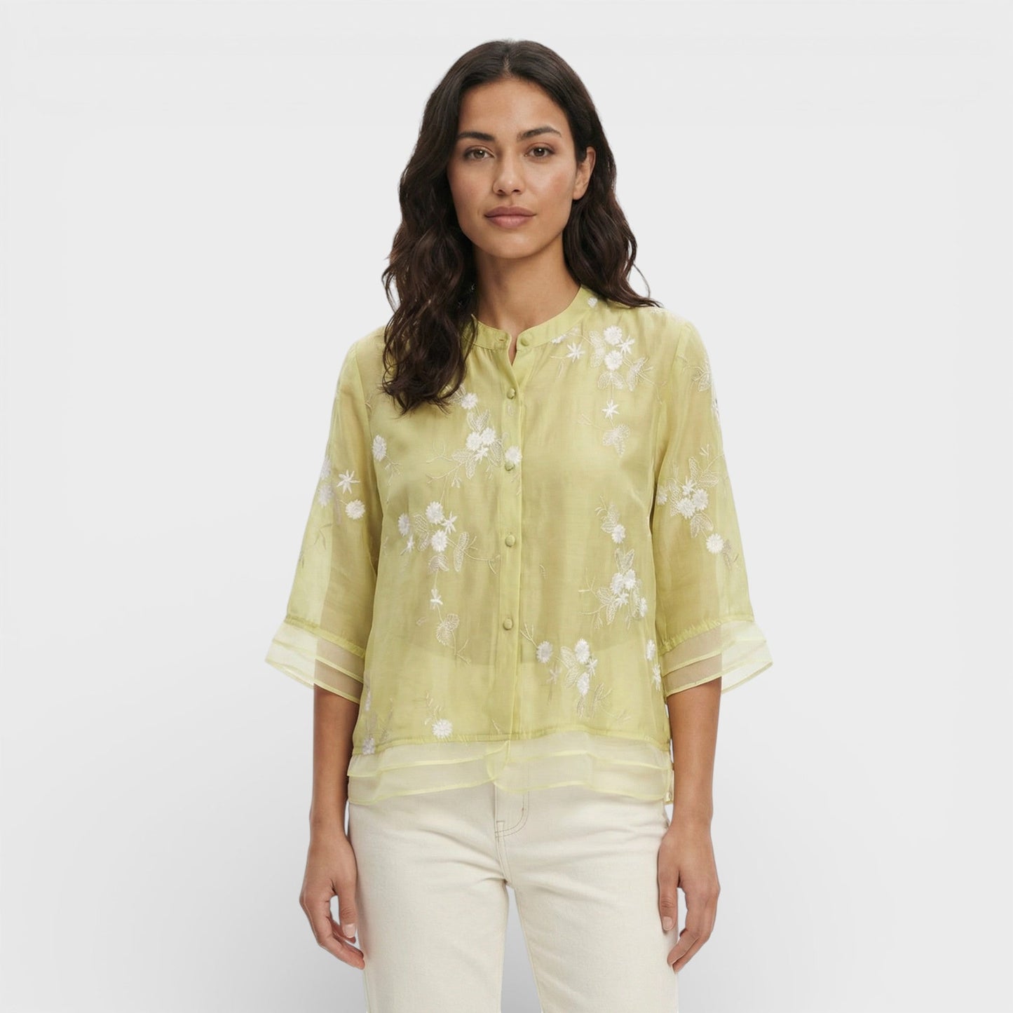 Blusa Bordada Flores Mujer Elegante