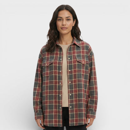 Camisa Vintage Cuadros Oversize Mujer
