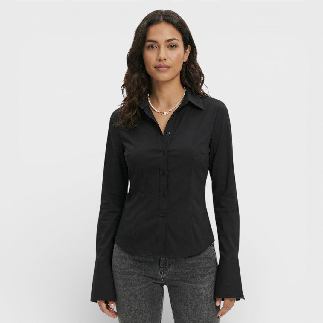 Blusa Ajustada Manga Acampanada Mujer