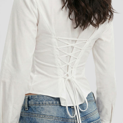Blusa Ajustada Manga Acampanada Mujer