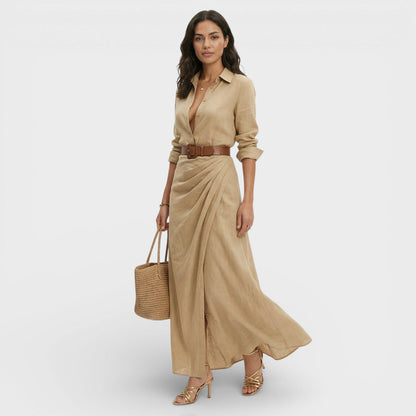 Vestido Camisero Largo Mujer Elegante