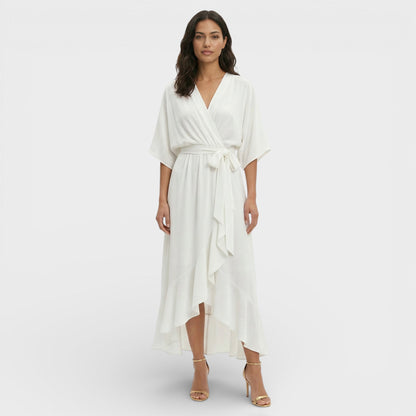 Vestido Escote Pico Mujer Elegante