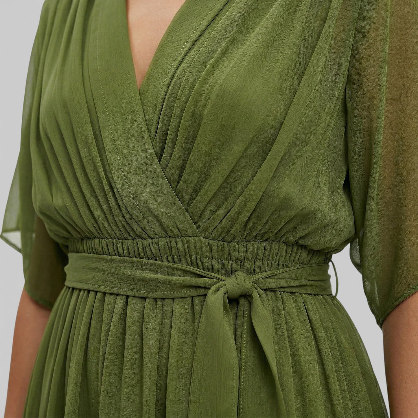 Vestido Escote Pico Mujer Elegante
