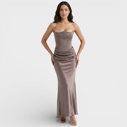 Vestido Maxi Corsé Strapless Mujer