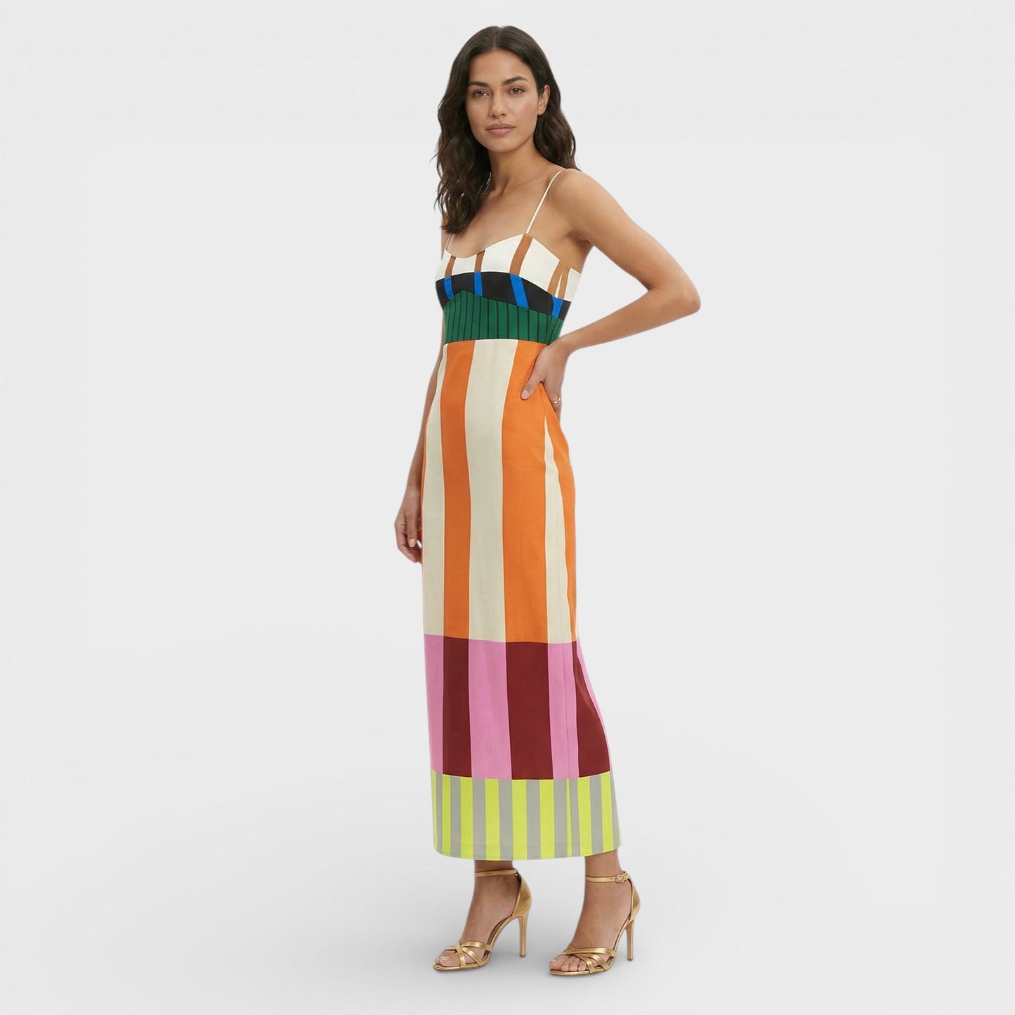 Vestido Maxi Rayas Multicolor Mujer