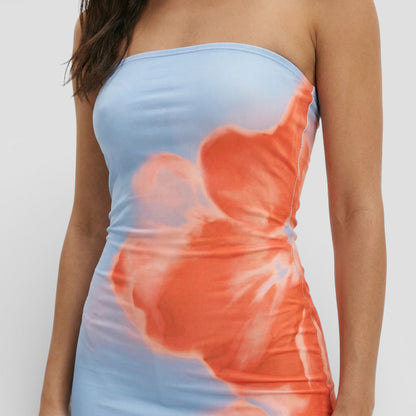Vestido Maxi Strapless Estampado Mujer