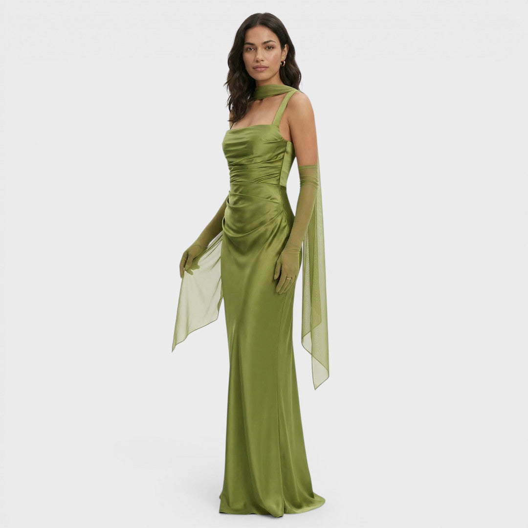 Vestido Largo Fiesta Halter Satén