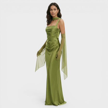Vestido Largo Fiesta Halter Satén