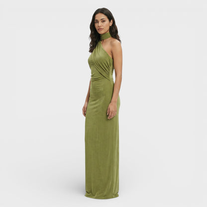 Vestido Maxi Halter Espalda Descubierta