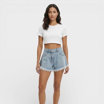 Pantalones Cortos Vaqueros Negros Mujer