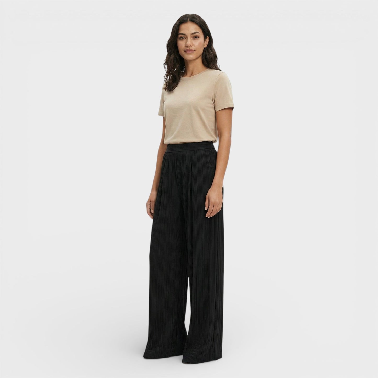 Pantalón Ancho Plisado Mujer