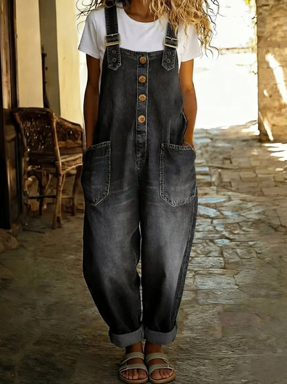 Rocio | Mono vaquero casual con hebilla ajustable.