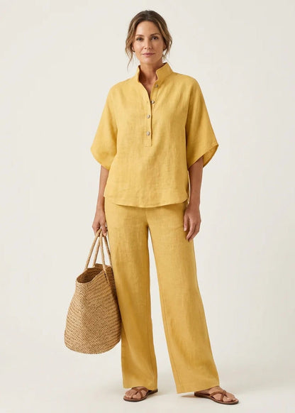 Conjunto fresco de algodón y lino | Blusa + Pantalón Gratis