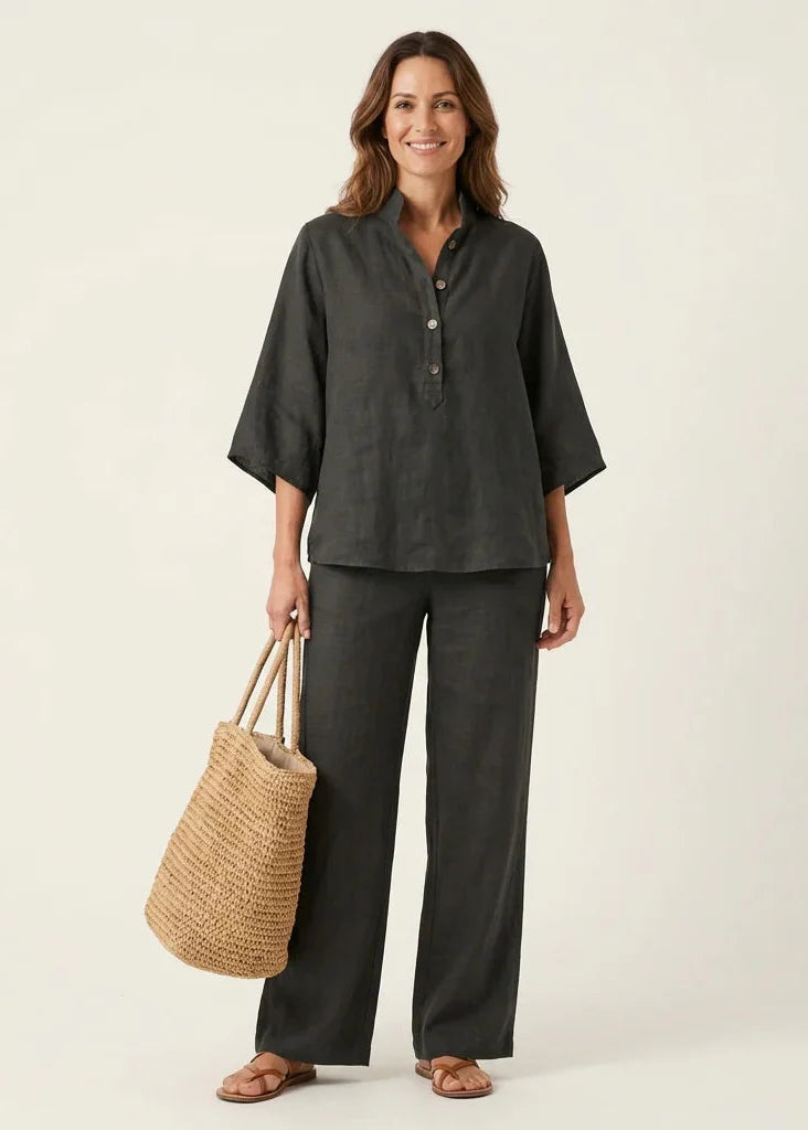 Conjunto fresco de algodón y lino | Blusa + Pantalón Gratis