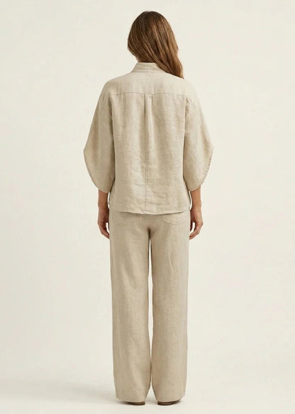 Conjunto fresco de algodón y lino | Blusa + Pantalón Gratis