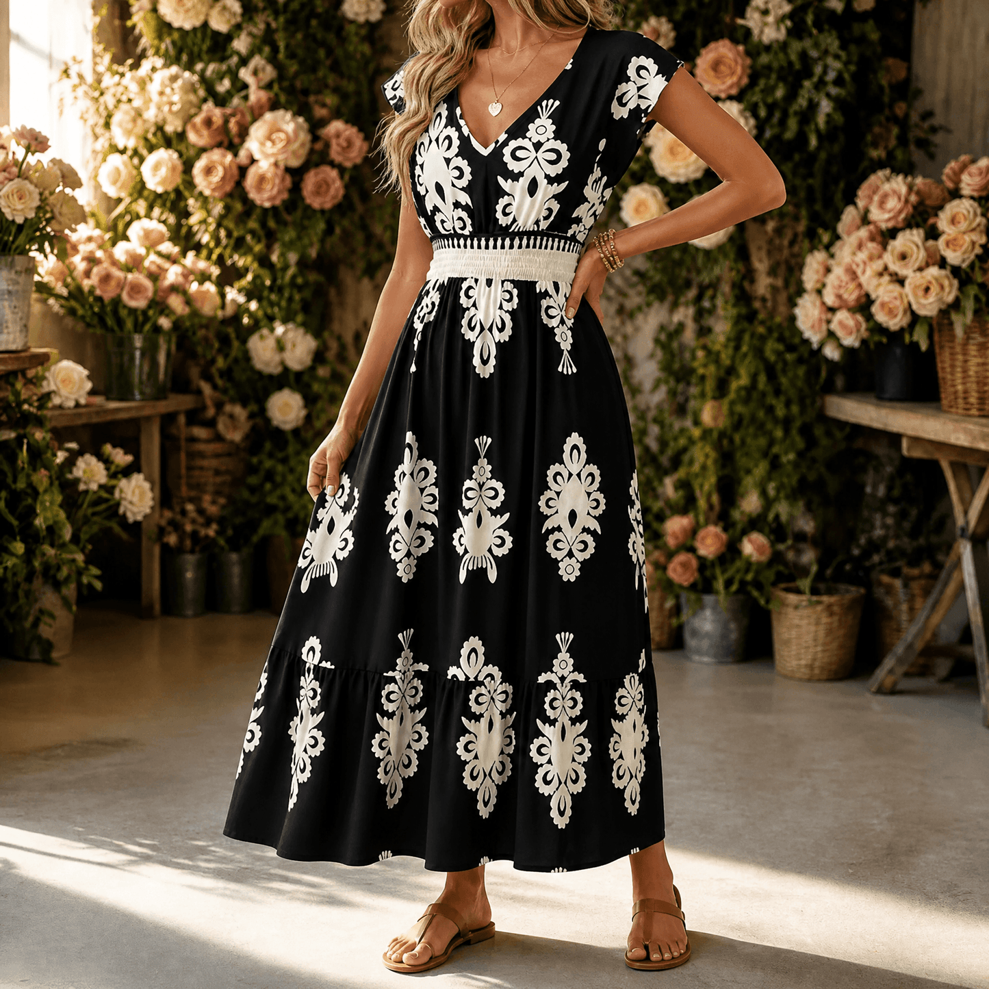 Valeria – Vestido midi con escote en V